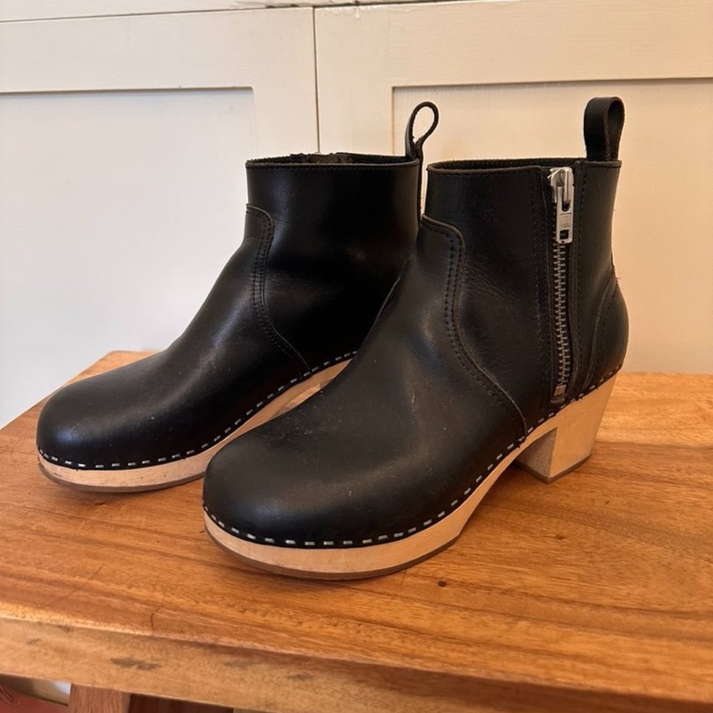Swedish Hasbeens Black Ankle Boots